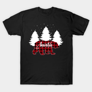 Buffalo Red Plaid Auntie Bear Matching Family Christmas T-Shirt